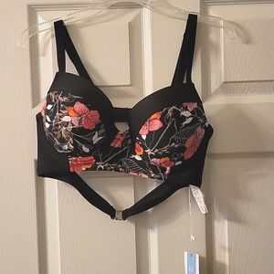 Swimsuit Top, 1X, Black and Floral